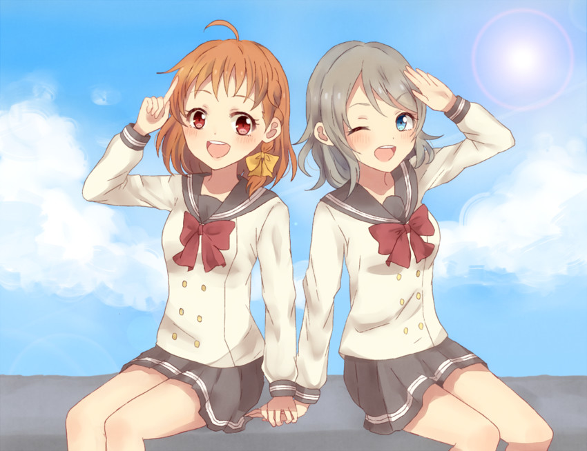 watanabe you and takami chika (love live! and 1 more) drawn by natsuna