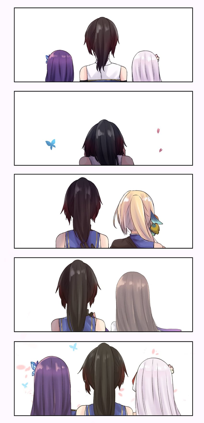 funada kiito, funada ui, nagasawa yuki, kishimoto maria mirai, and maruyama amane (assault lily) drawn by nigari_(ngari_0115)