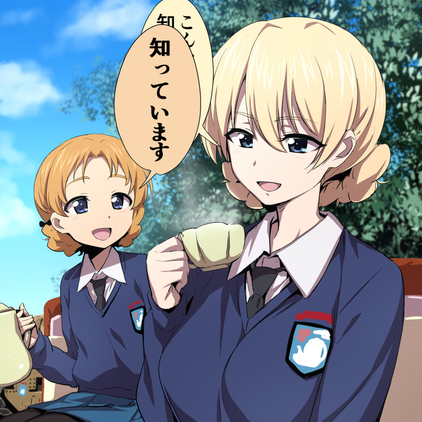 darjeeling and orange pekoe (girls und panzer) drawn by nakahira_guy