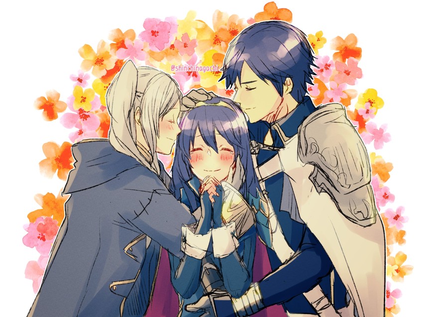 lucina, female robin, and chrom (fire emblem and 1 more) drawn by nishimura_(shinchinagachi)
