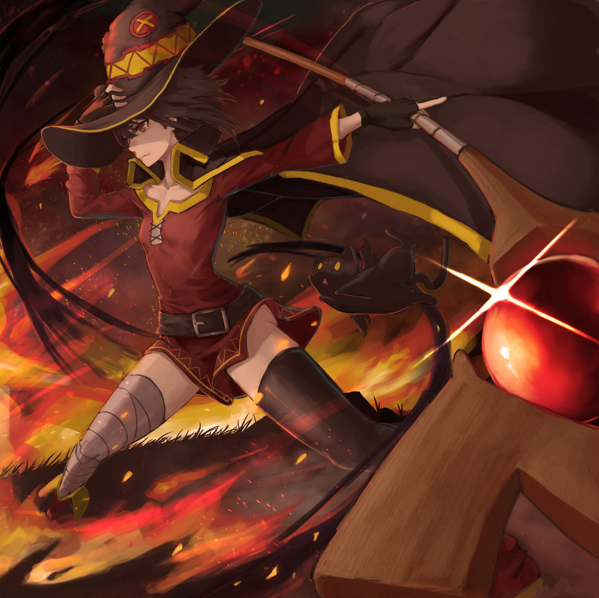 megumin and chomusuke (kono subarashii sekai ni shukufuku wo!) drawn by bokeda