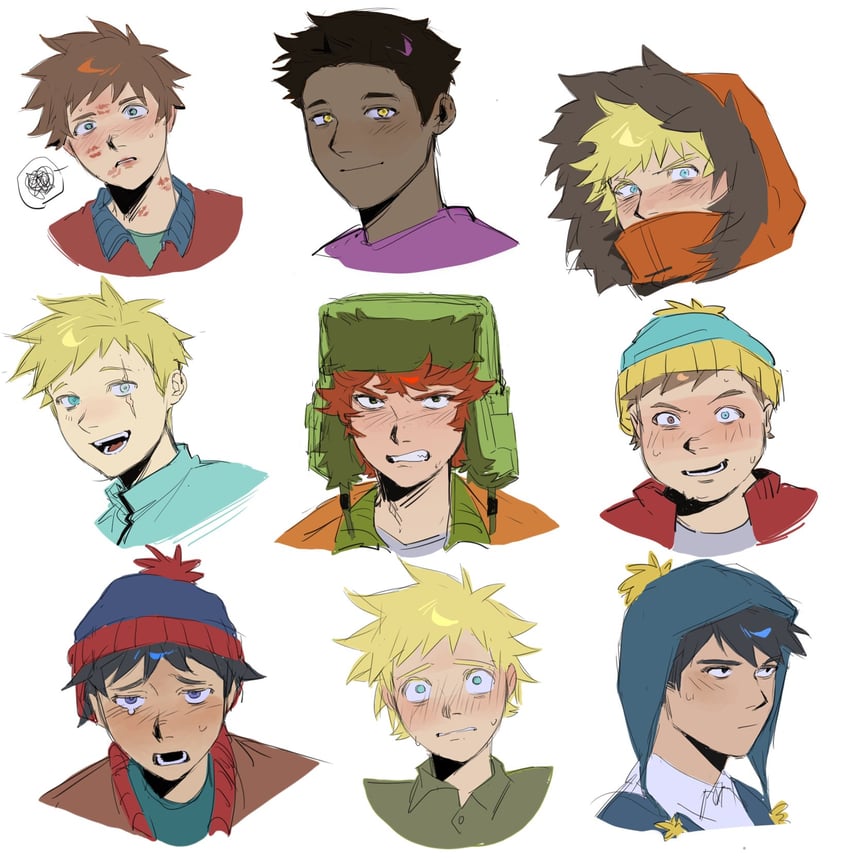 stan marsh, kenny mccormick, kyle broflovski, eric cartman, craig tucker, and 4 more (south park) drawn by kugai697139