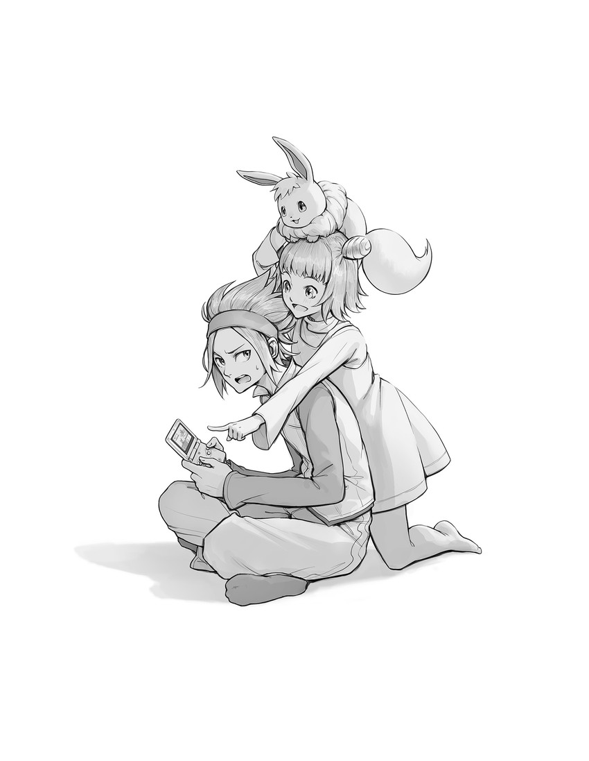eevee, michael, and jovi (pokemon and 1 more) drawn by kazuko_(towa)