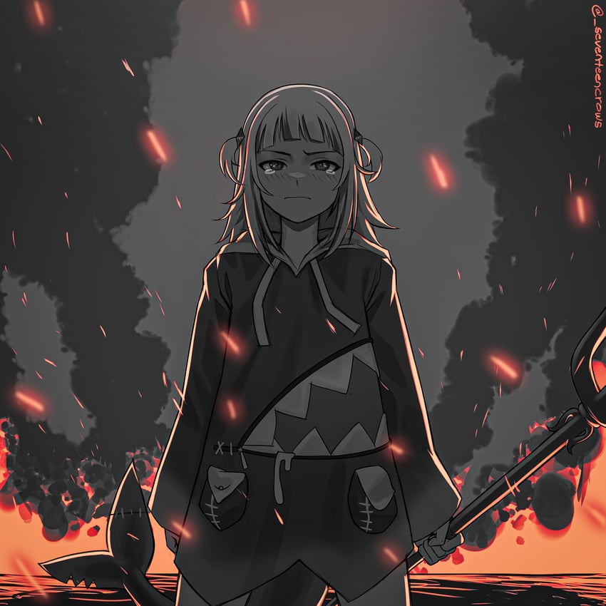 gawr gura (hololive and 2 more) drawn by seventeencrows