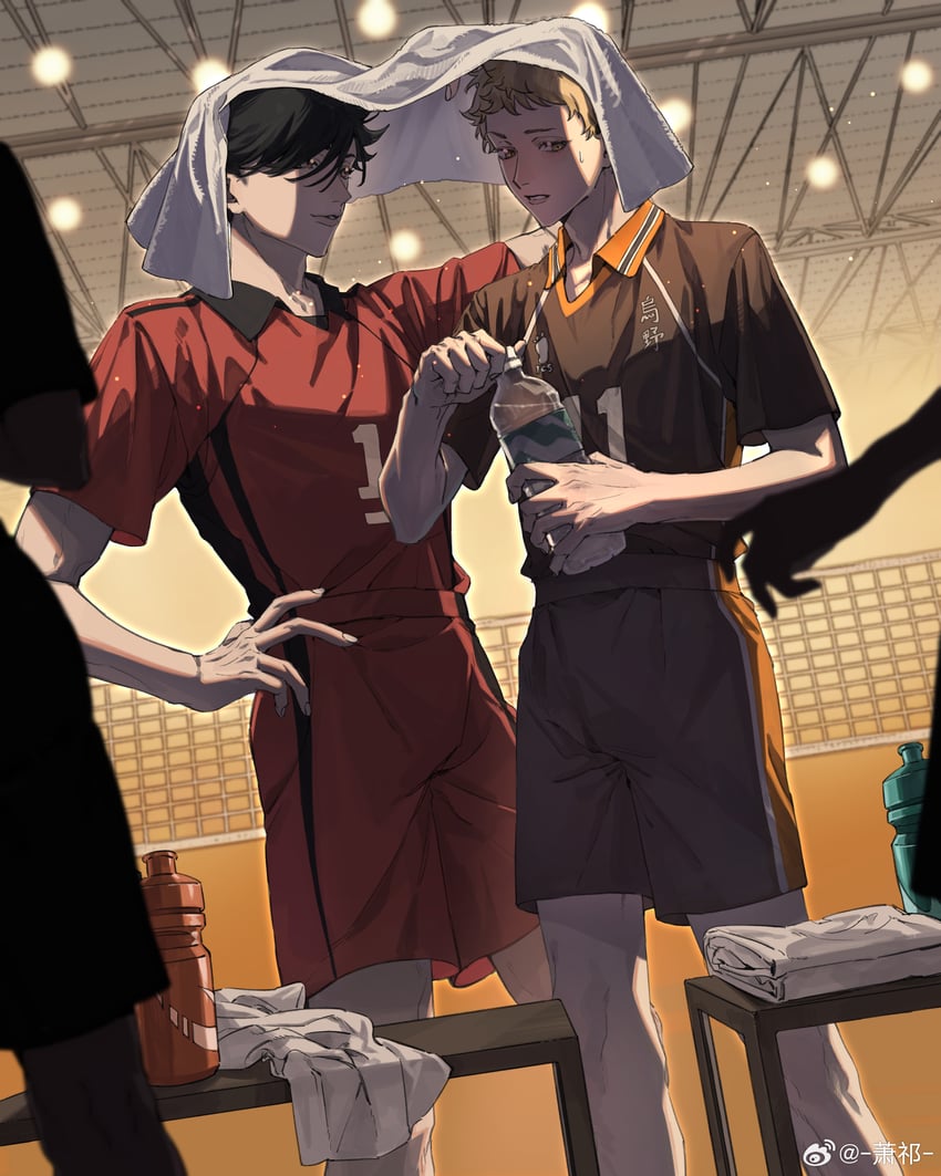 hinata shouyou and kageyama tobio (haikyuu!!) drawn by xiao_qi_(sakugawa996)