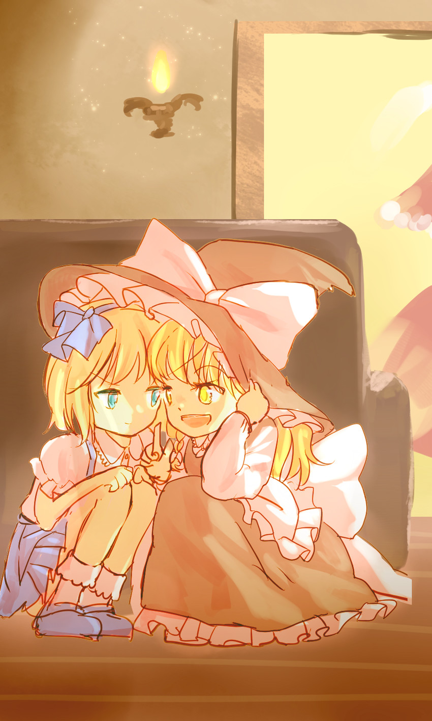 kirisame marisa, alice margatroid, and shinki (touhou) drawn by knora