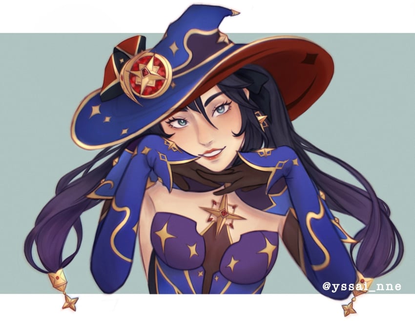 mona (genshin impact) drawn by yssai_nne