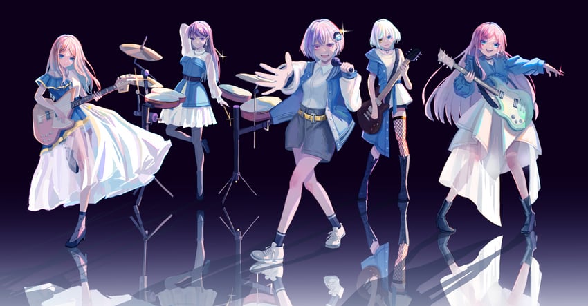 chihaya anon, nagasaki soyo, shiina taki, takamatsu tomori, and kaname raana (bang dream! and 1 more) drawn by tou_sang