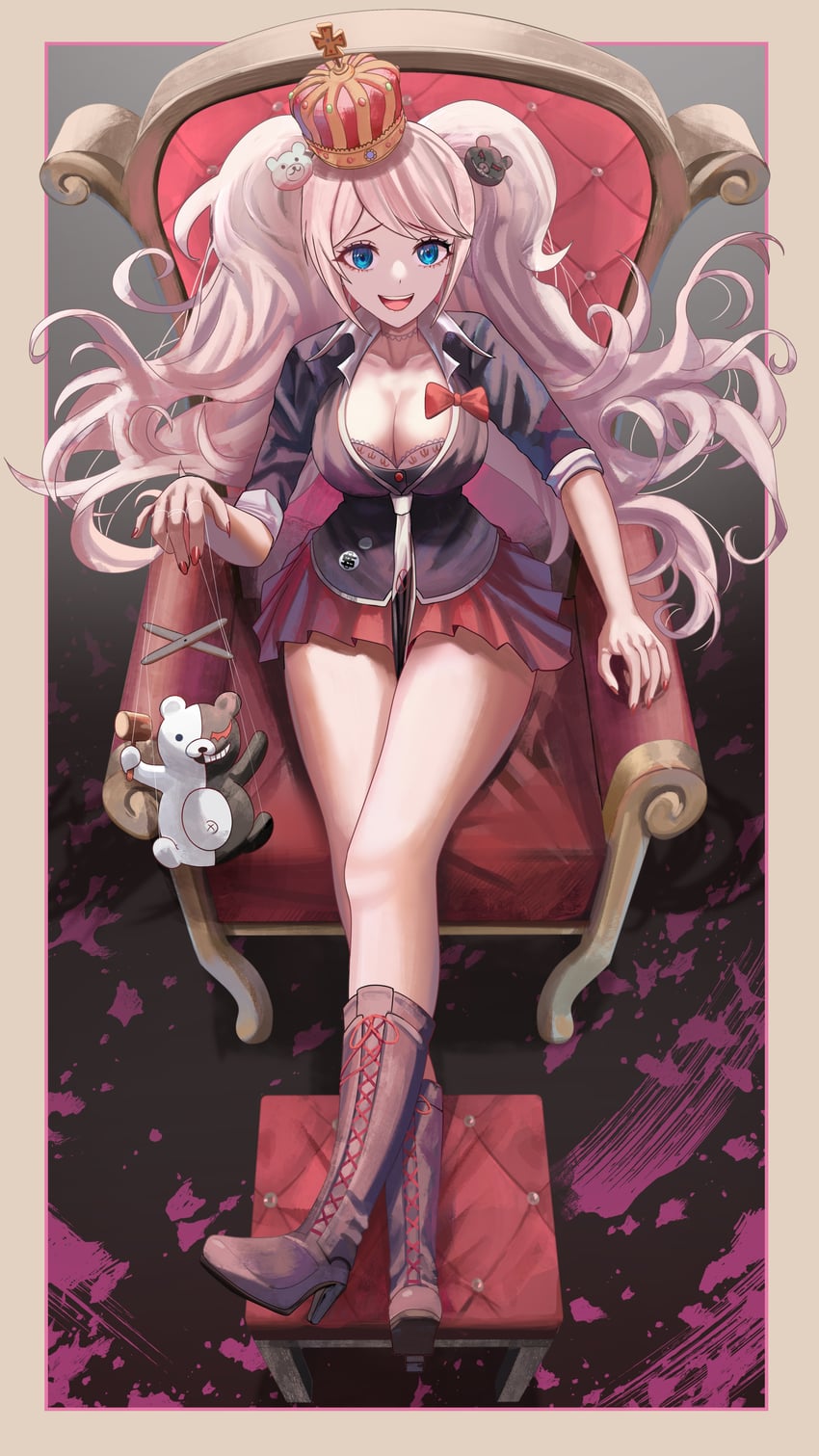 enoshima junko and monokuma (danganronpa and 1 more) drawn by silvertsuki