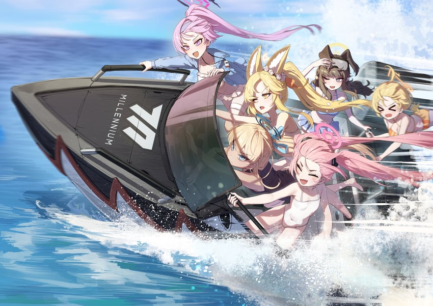 toki, seia, hibiki, koyuki, kotori, and 1 more (blue archive) drawn by kokukyukeo