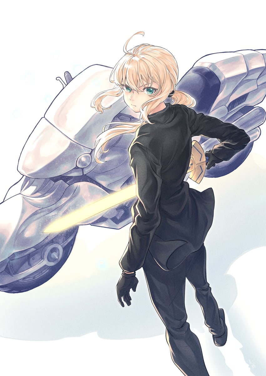 artoria pendragon and saber (fate and 1 more) drawn by jean_jdw