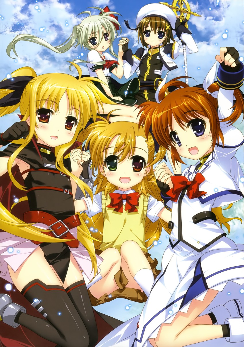 fate testarossa, takamachi nanoha, yagami hayate, vivio, schwertkreuz, and 1 more (lyrical nanoha and 4 more) drawn by fujima_takuya