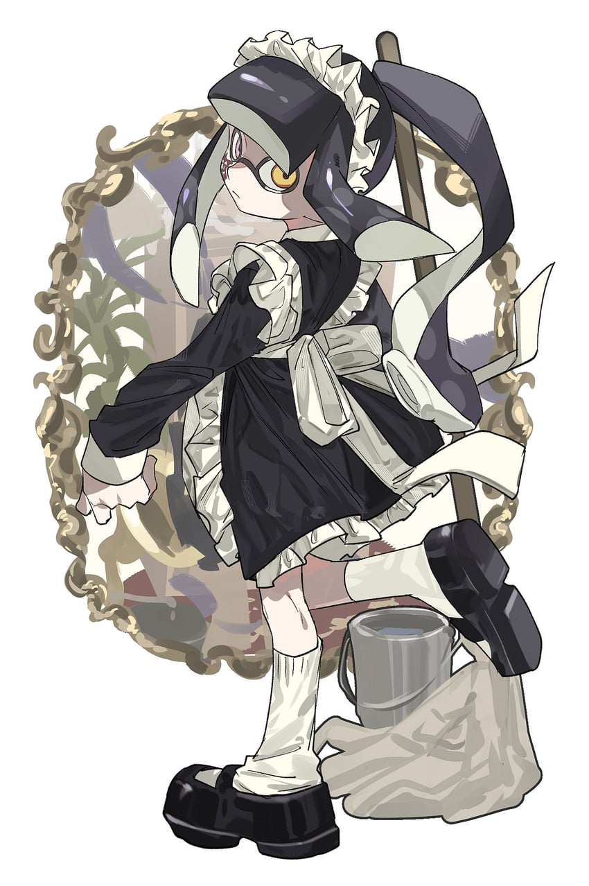 inkling player character and inkling girl (splatoon) drawn by kiwi_splatoon