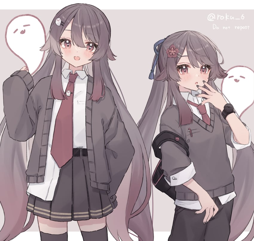 hu tao and boo tao (genshin impact) drawn by roku_6