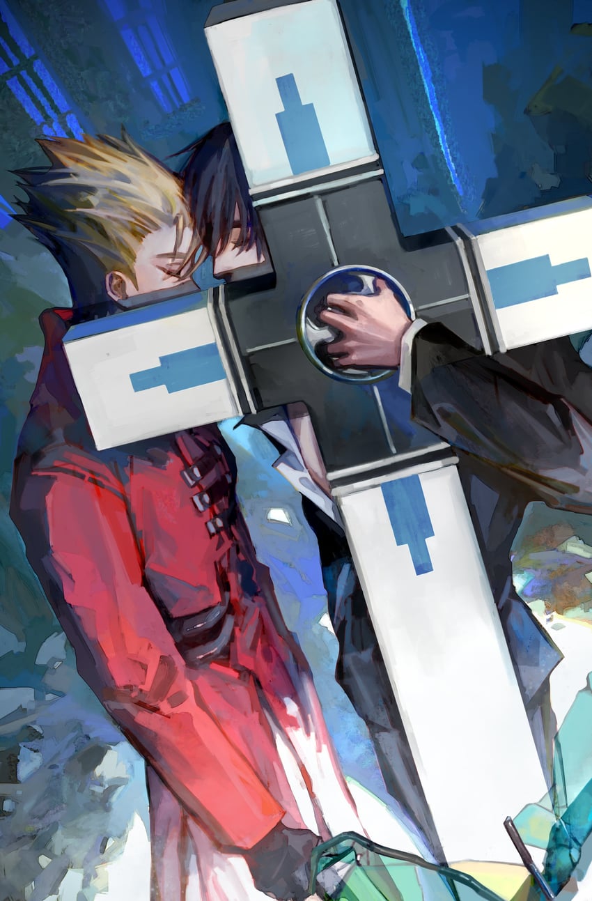 vash the stampede and nicholas d. wolfwood (trigun) drawn by ex5555551