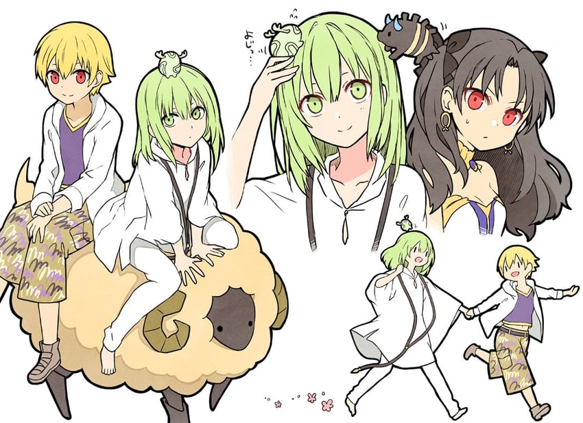 gilgamesh, ishtar, enkidu, child gilgamesh, and dumuzid (fate and 1 more) drawn by yoyo_9ea