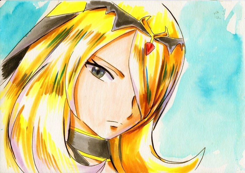 cynthia (pokemon and 1 more) drawn by iwane_masaaki