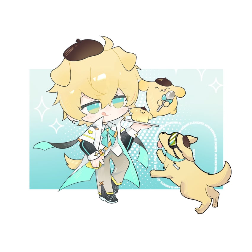 tequila and pompompurin (arknights and 1 more) drawn by hu_ming_yu_shu