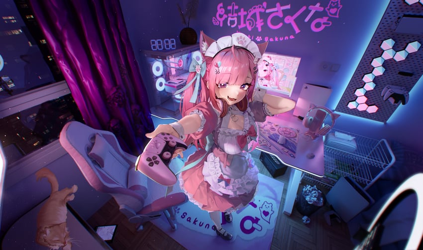 yuuki sakuna and muchao (indie virtual youtuber) drawn by touhoureporter