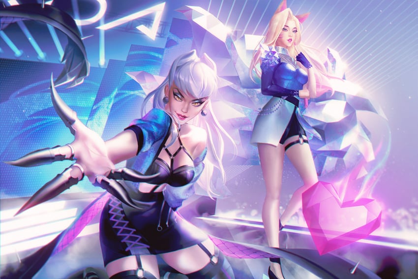 ahri, evelynn, k/da all out evelynn, and k/da all out ahri (league of legends) drawn by xuanling1002