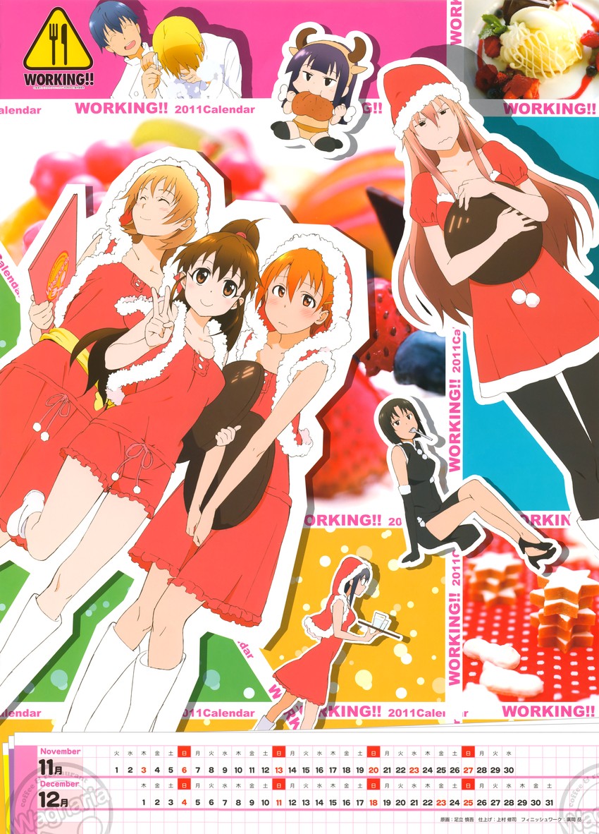 taneshima popura, inami mahiru, yamada aoi, satou jun, takanashi souta, and 3 more (working!!) drawn by adachi_shingo