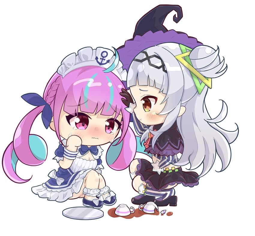 minato aqua and murasaki shion (hololive) drawn by nishi_azuma
