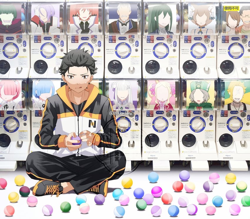 rem, emilia, ram, natsuki subaru, beatrice, and 10 more (re:zero kara hajimeru isekai seikatsu) drawn by mandarin_cookie