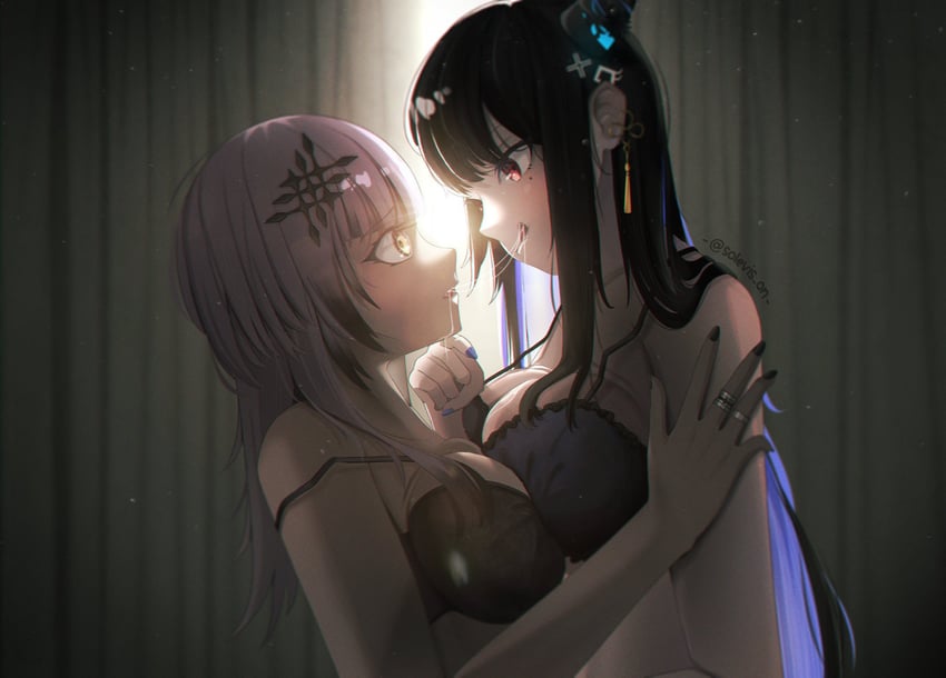 shiori novella and nerissa ravencroft (hololive and 1 more) drawn by solevisionarts