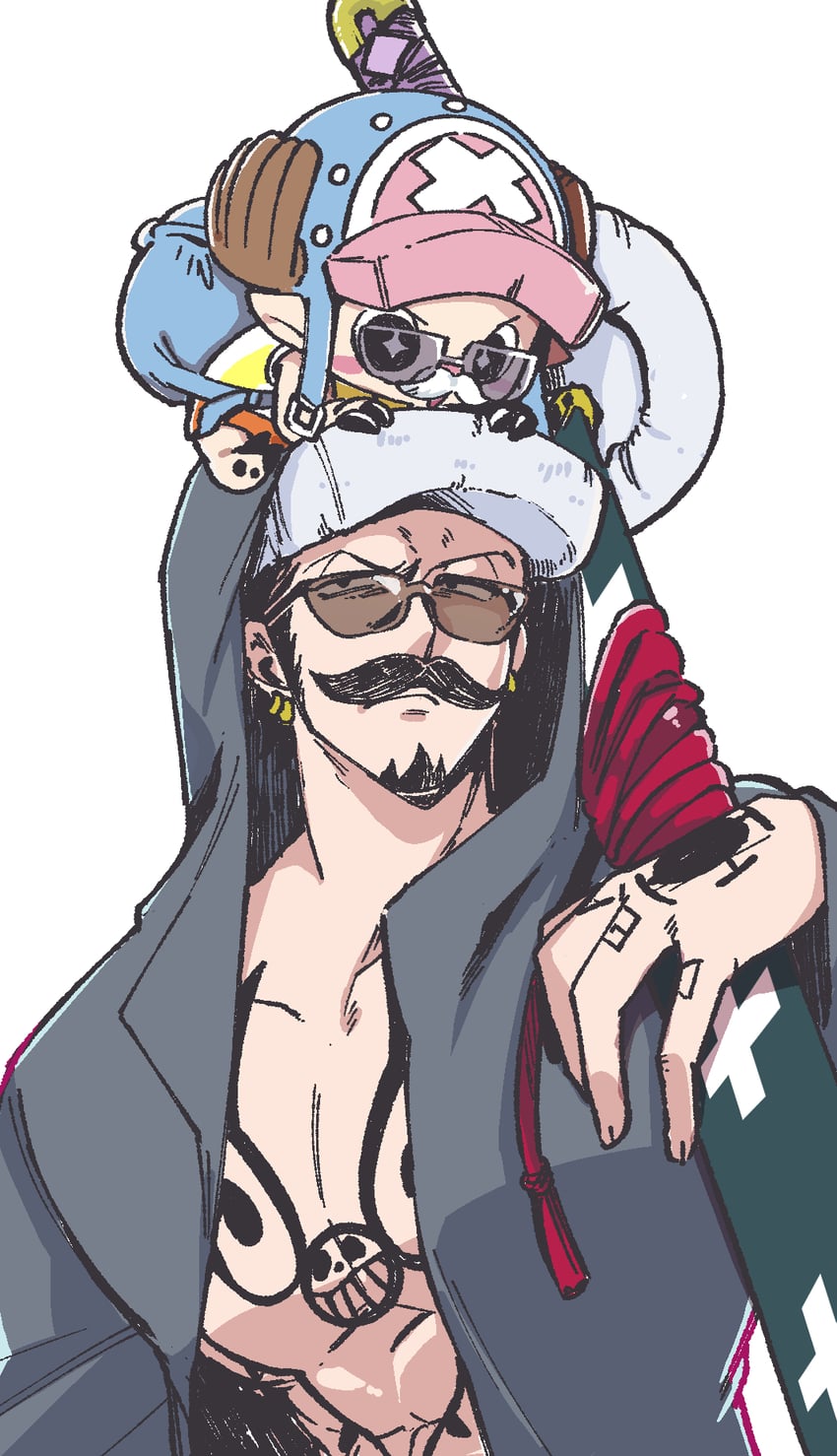 trafalgar law and tony tony chopper (one piece) drawn by karrrrrrrps