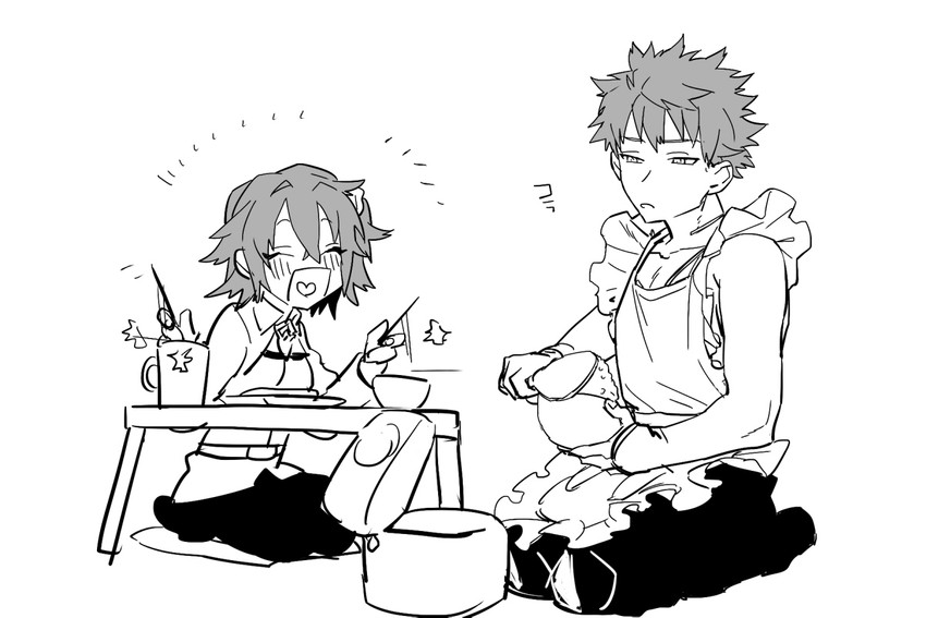 fujimaru ritsuka, emiya shirou, and senji muramasa (fate and 1 more) drawn by aka-bane