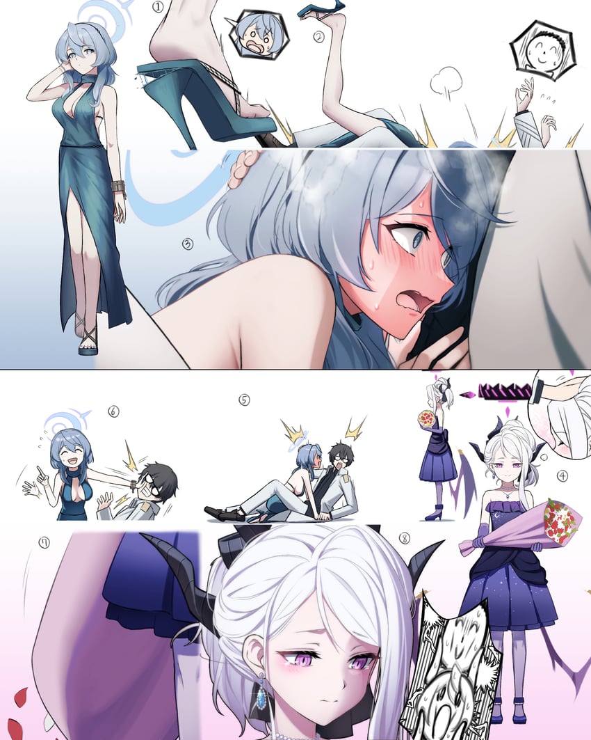 sensei, doodle sensei, hina, ako, and problem solver sensei (blue archive) drawn by junu_(jwoo5627)