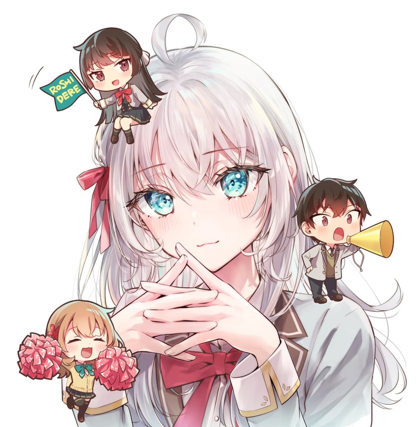 alisa mikhailovna kujou, suou yuki, kuze masachika, and mariya mikhailovna kujou (tokidoki bosotto roshia-go de dereru tonari no alya-san) drawn by tenacitysaho