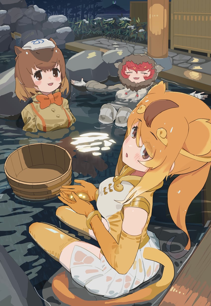golden snub-nosed monkey, capybara, and japanese macaque (kemono friends) drawn by kunikuni_(kunihiro2005)