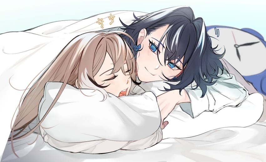 ouro kronii, nanashi mumei, and kronie (hololive and 1 more) drawn by eus_ing