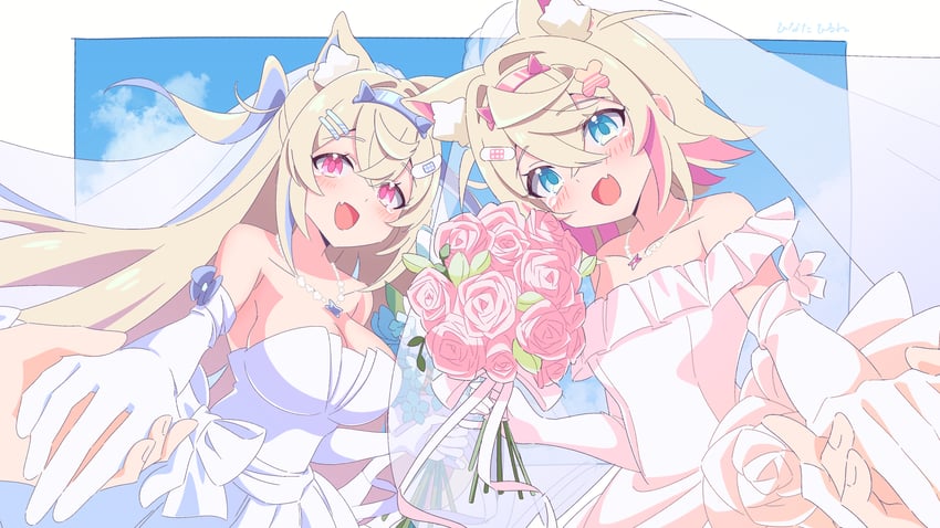 fuwawa abyssgard and mococo abyssgard (hololive and 1 more) drawn by hinata_hirune