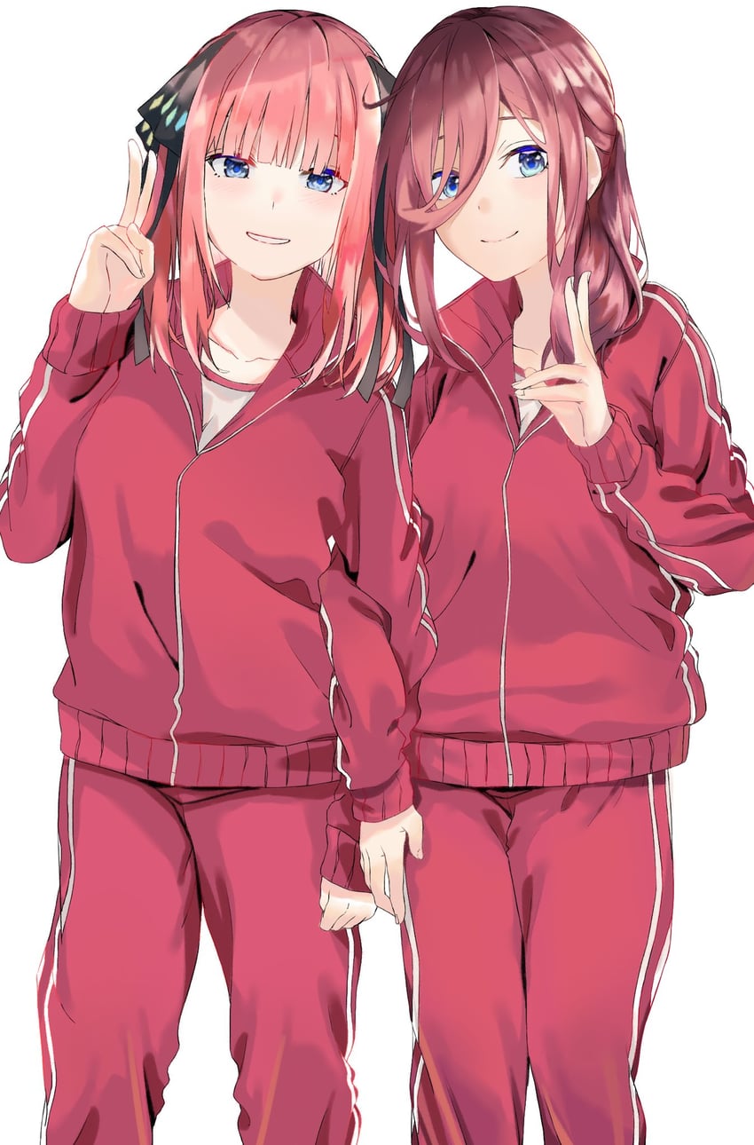 nakano nino and nakano miku (go-toubun no hanayome) drawn by susukida_(sususabu0710)