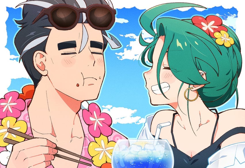 rika and larry (pokemon and 2 more) drawn by t_akiko