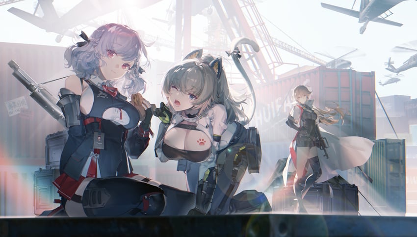 ots-14, spas-12, groza, sabrina, and peritya (girls' frontline and 1 more) drawn by spencer_sais