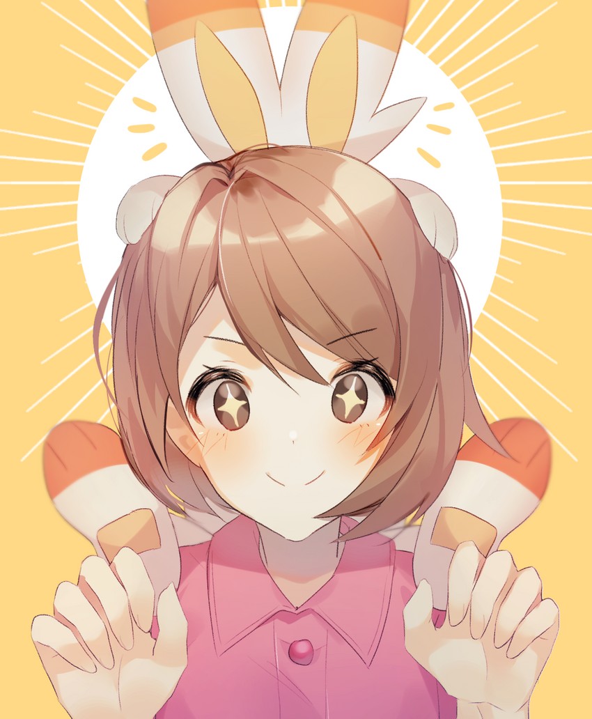 gloria and scorbunny (pokemon and 1 more) drawn by yuhi_(hssh_6)