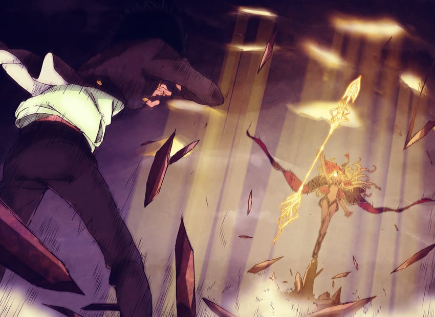 kamijou touma and othinus (toaru majutsu no index and 1 more) drawn by gazing_eye and haimura_kiyotaka