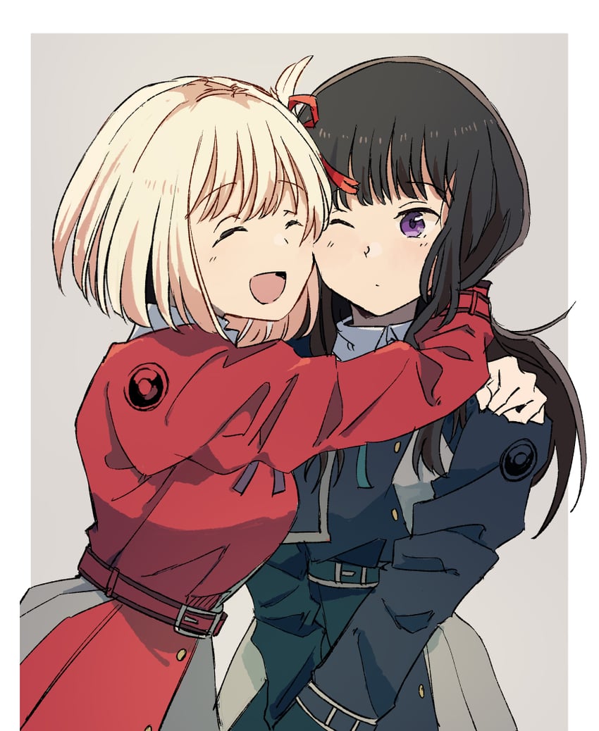 nishikigi chisato and inoue takina (lycoris recoil) drawn by takamachiya