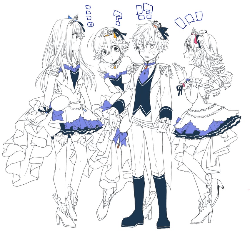 shibuya rin, shimamura uzuki, honda mio, and akiyama hayato (idolmaster and 2 more) drawn by banchi_(bantyanizumu)