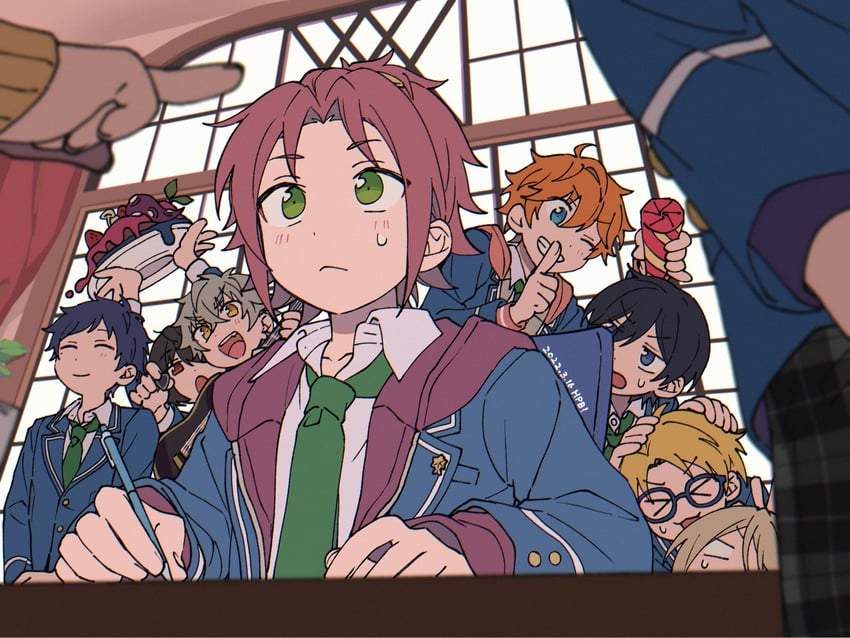 sakuma ritsu, shiratori aira, isara mao, akehoshi subaru, fushimi yuzuru, and 3 more (ensemble stars!) drawn by niyororinpayamaru
