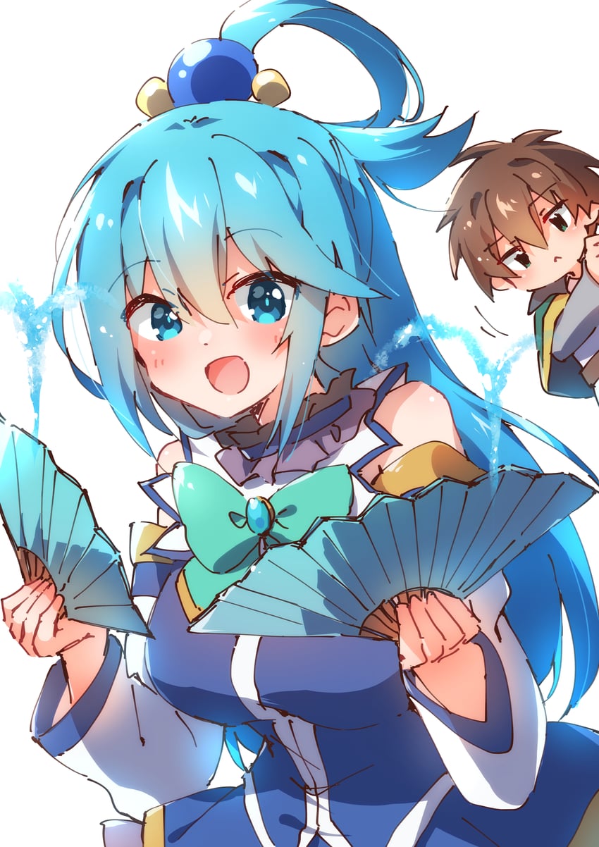 aqua and satou kazuma (kono subarashii sekai ni shukufuku wo!) drawn by nyaa_(nnekoron)