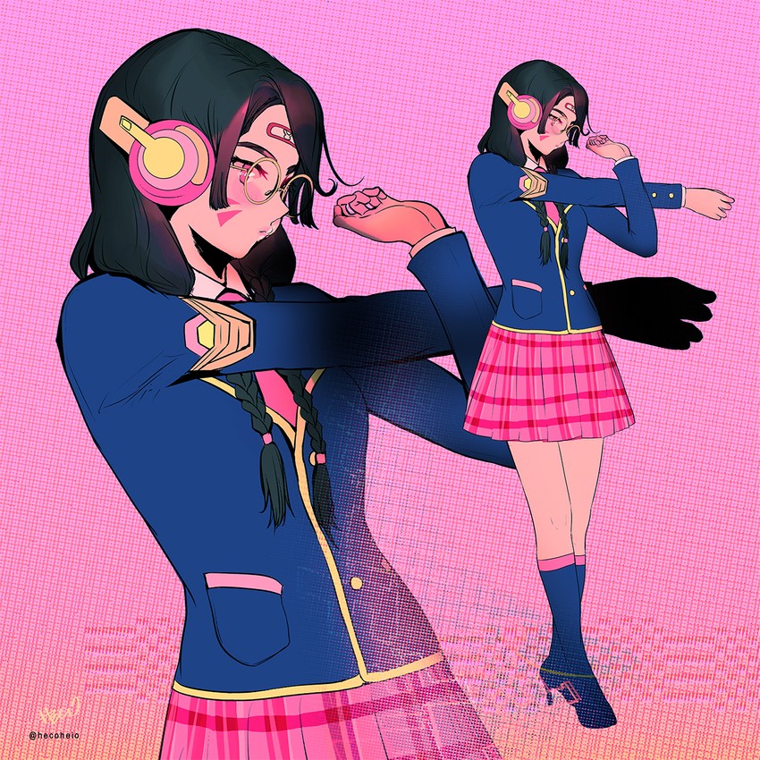 d.va and academy d.va (overwatch and 1 more) drawn by heco_(mama)