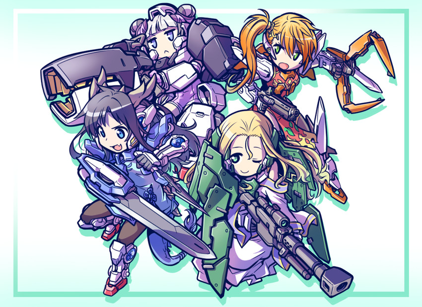 haku, karin, gundam exia, meimei, leilan, and 3 more (gundam and 2 more) drawn by kato_takuji