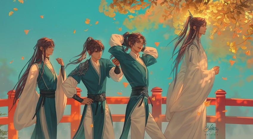 chu wanning, mo ran, xue meng, and shi mei (erha he ta de bai mao shizun) drawn by lisa_buijteweg