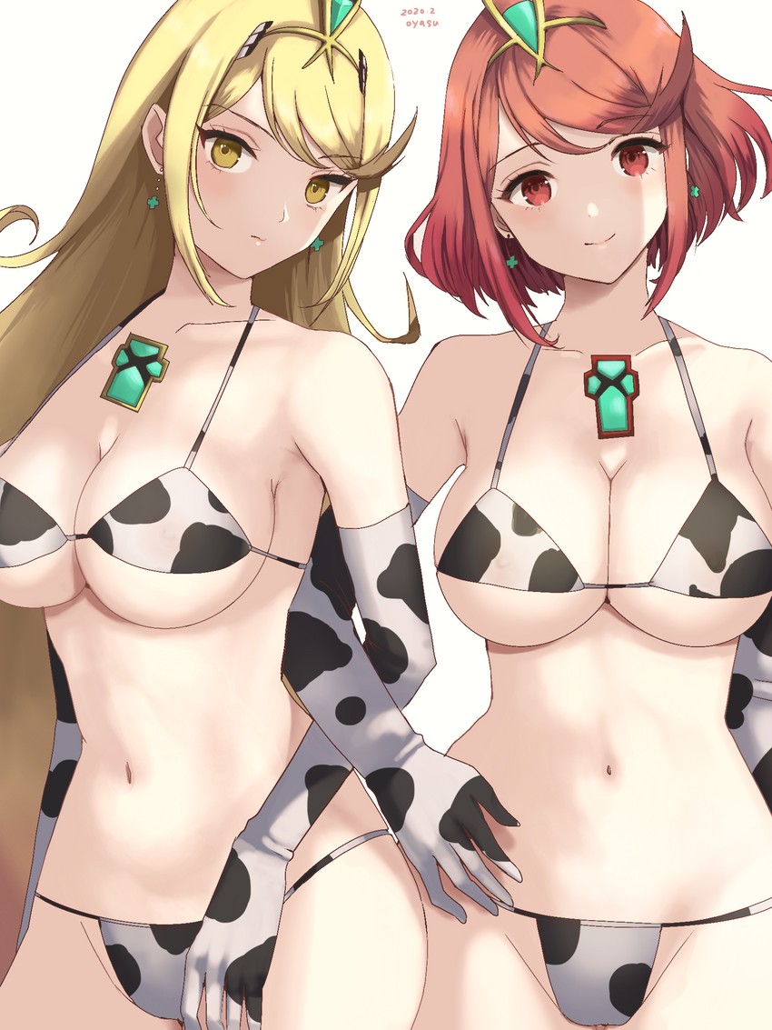 pyra and mythra (xenoblade chronicles and 1 more) drawn by yamamori_kinako