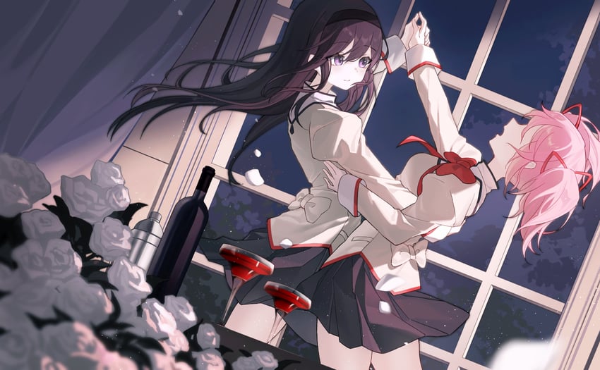 akemi homura and kaname madoka (mahou shoujo madoka magica) drawn by 762807438