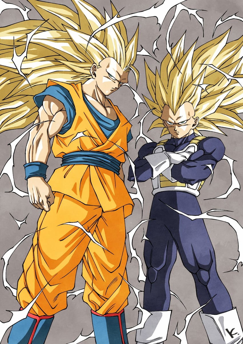 son goku and vegeta (dragon ball and 1 more) drawn by kakeru_(dbskakeru)